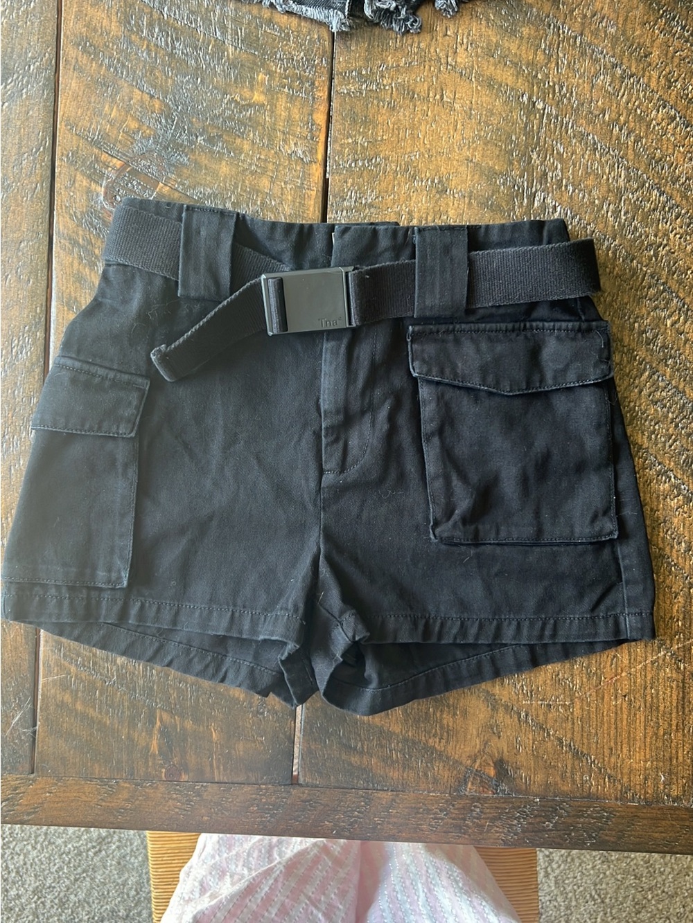 TNA Black Cargo Shorts with Belt